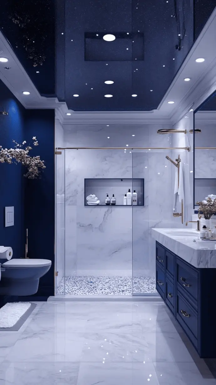 Salle de bain carrelage bleu inspiration